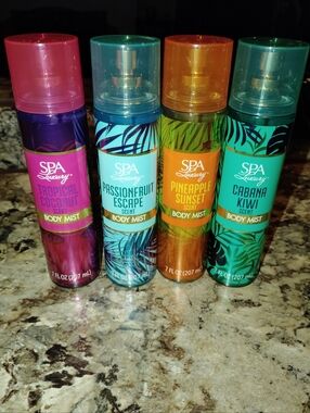 Spa luxury body mist fine fragrance mist. Tropical coconut passion fruit escape
